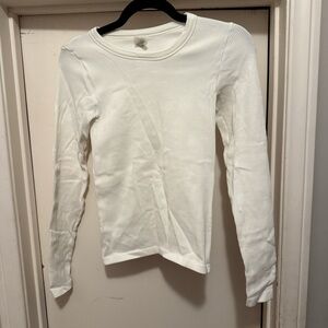 Aritzia Sunday Best White Ribbed Long Sleeve Top